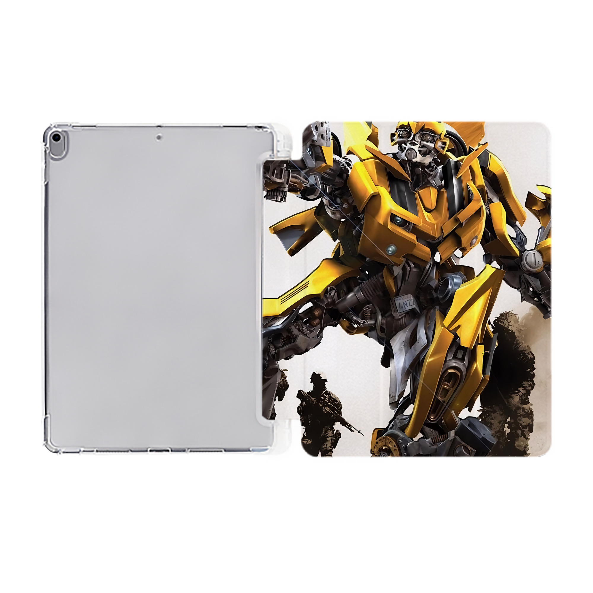（画像用） Transformers トランスフォーマー IPad ケース ペン収納付き 三つ折りスタンド PUレザー×シリコン 対応機種9.5/10.5/10.9インチ